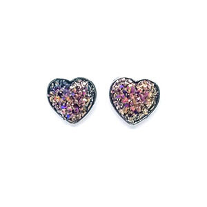 5/$25 Heart Shaped Earrings Iridescent Studs Heart Shaped Studs Multi Color NEW